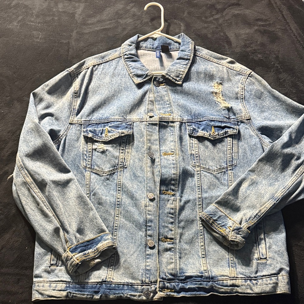 ICONIC London Light Blue Distressed Denim Jacket